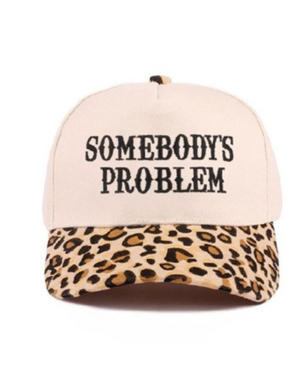SOMEBODYS PROBLEM TRUCKER HAT- LEOPARD